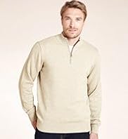 2" Longer Blue Harbour Pure Cotton Zip Neck Jumper