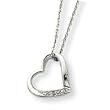 Sterling Silver Heart with Diamond Necklace - 18 Inch