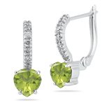 0.21 Cts Diamond & 1.60 Cts Peridot Earrings 