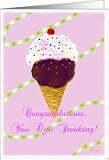 Congrats, Quit Smoking, Ice Cream Cone with Whipped Cream Card