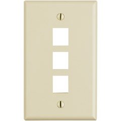 Leviton QuickPort Wall Plate - 3-Port, Almond