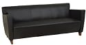 Black Leather Sofa With Cherry Finish