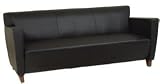 Black Leather Sofa With Cherry Finish