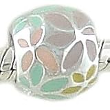 Sterling Silver and Pastel Enamel FLOWER POWER Bead Charm for Pandora or Chamilia Bracelet GIFT BOXED