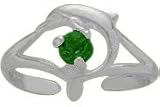 Sterling Silver Geniune Emerald Dolphin Toe Ring