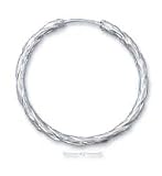 Sterling Silver 49mm Diamond Cut Twisted Hoop Earrings