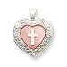 Sterling Silver Pink Mother of Pearl Cross 2-Frame Heart Locket