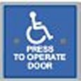 MS Sedco 59 Series 4 1/2 Square Switches w/ Blue Face Plate WHEELCHAIR/PRESS TO OPERATE DOOR