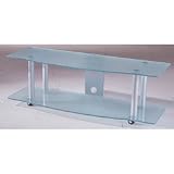 TV Stand with AV Component Shelf for up to 50 Plasma, LCD or DLP TVs (Silver/Sandblasted Glass) (18 H x 53 W x 18.1 D)