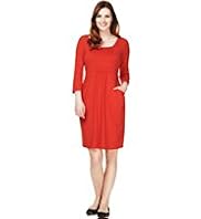 Plus Drape Pockets Elasticated Front Tunic Dress