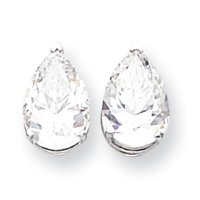 14k White Gold 12x8mm Pear Cubic Zirconia Earrings