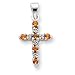 14k White Gold Citrine and Diamond Cross Pendant - title=