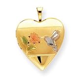 14k Rhodium Bird & Flower Heart Locket