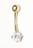 14k Elegant Round Cubic Zirconia CZ Belly Ring