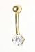 14k Elegant Round Cubic Zirconia CZ Belly Ring