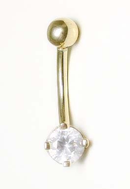 14k Elegant Round Cubic Zirconia CZ Belly Ring 14k Elegant Round Cubic Zirconia CZ Belly Ring