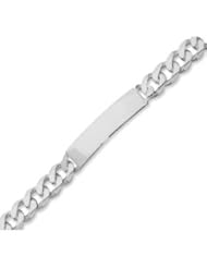 Identification ID Bracelet Heavy 9.5mm Wide Beveled Curb Chain Sterling Silver - Engraving Included