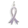 Sterling Silver Purple Enamel Awareness Ribbon Charm, 7/8 inch, Cancer Awareness