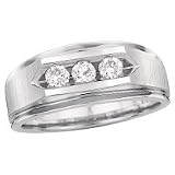 14kt. White Gold, Men's 1/2 ct. tw. Three Diamond Ring