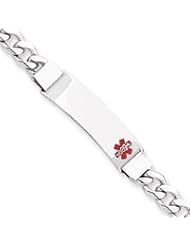 Sterling Silver Non-enameled Medical ID Curb Link Bracelet
