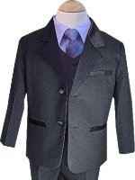 Childrens Tuxedo - Black Tuxedo with Baby Blue Shirt and Tie Combo, Includes Tuxedo, Shirt, Vest and Long Tie