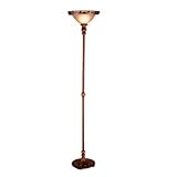 IMAGE OF Dale Tiffany TR101089 Parisian Torchiere Lamp, Antique Gold Amber and Blown Glass Shade