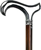 Chrome Plated Derby Walking Cane With Ebony Shaft and Rose Pewter Collar