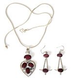 Jewelry Gifts Earring And Pendant Sets Sterling Silver With Ruby And Emerald Gemstones 33 Grams (Pndts050)