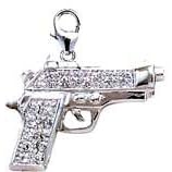 Gun, 14K Gold Diamond Charm by EZ Charms