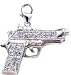 Gun, 14K Gold Diamond Charm
