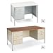 MBI Steel Office Furniture - Putty Desk/Teak Laminate Top