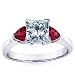 0.75 Carat D/VS1 Princess Certified Diamond with Ruby Engagement Ring in Platinum