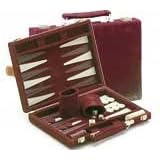 18 Burgundy Suede Backgammon by