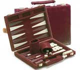 18" Burgundy Suede Backgammon