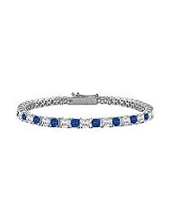Sapphire and Diamond Tennis Bracelet : 14K White Gold â€" 5.00 CT TGW