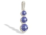 14K White Gold Genuine Round Tanzanite 3-Stone Pendant