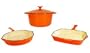 FancyCook 4-Piece Enamel Cast Iron Orange Cookware Set.