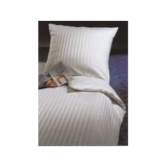 Hotelbettw�sche Damast Streifen weiss mit Hotelverschluss 135x200 cm