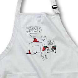 Sean Boley Cartoon about Santa and Video Games for Christmas - BLACK Full Length Apron With Pockets 22w X 30l