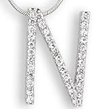 "N" Cubic Zirconia Pendant with a Free Chain