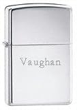 High Polish Chrome Engraved Zippo Lighter - Vaughan