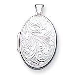 Sterling Silver Scroll Oval Locket