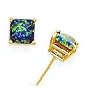 14k Yellow 7 mm Square Mystic Green Opal Earrings