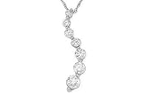 1 Carat Diamond 14K White Gold Journey Pendant w/Chain