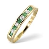 Image of 9ct Gold 0.09ct Diamond and Emerald Half Eternity Ring