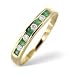 0.09 Ct Diamond & Emerald Half Eternity Ring In 9 Carat Yellow Gold