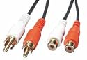 Audio Extension Cable - 2 x Phono Male to 2 x Phono Female, Premium, 2m
