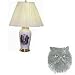 Porcelain Lamp with Black Persian Cat