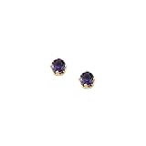 14K Yellow Gold 3 MM Amethyst Children's Earring Studs