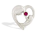 14K White Gold Genuine Round Ruby Mother with Child Pendant